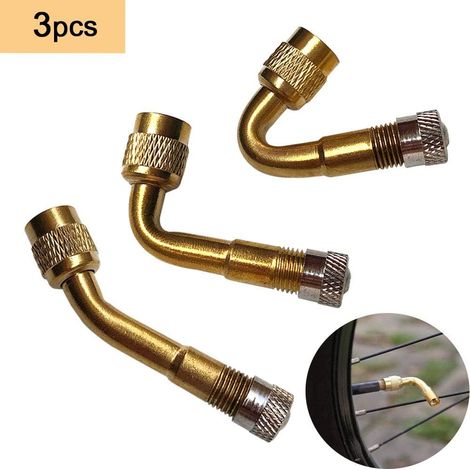 3Pcs Professionell Reifen Ventilverlängerung Adapter Set, Messing Reifenventil Verlängerung Schrader Ventil Adapter, für Auto LKW Motorrad Fahrrad Roller (45°, 90°, 135°) (1/4)