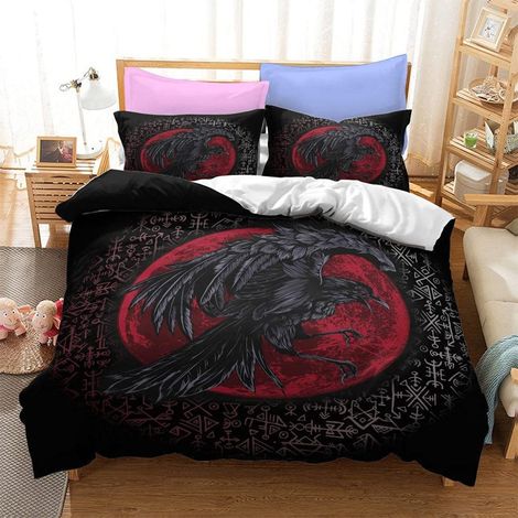 Parure de lit viking 3D - 135 x 200 cm - 2 pièces - Avec fermeture éclair - Douce et agréable - En microfibre - Avec housse de couette de 80 x 80 cm (1/5)