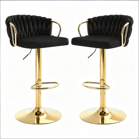 Lot de 2 tabourets de bar avec coussin moelleux pour cuisine, café, table - élégants, confortables