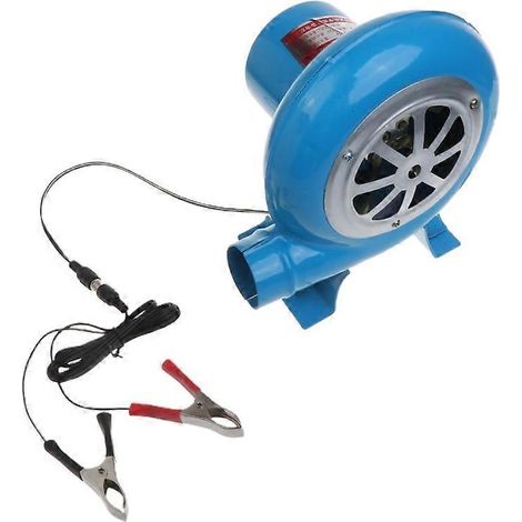 Ventilateur DC 12V 80W, grand débit d'air, câble clip 2m pour barbecue, pique-nique, camping. Idéal pour ventilation portable en extérieur, usage nomade.