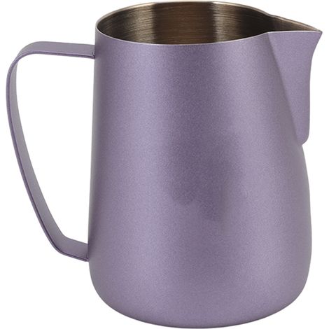 Pitcher à lait inox 420ml pour mousse à café et lait, couleur violet, idéal barista (1/5)