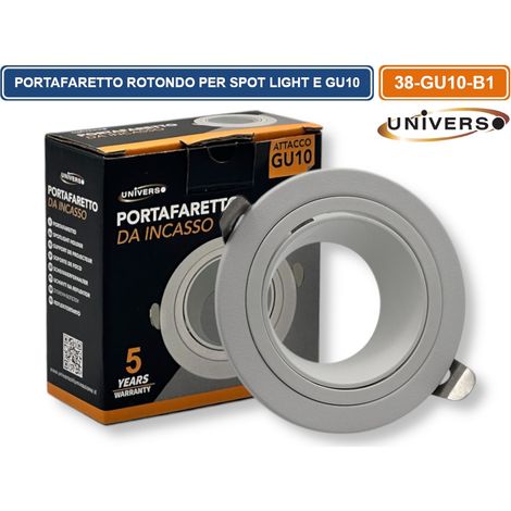 UNIVERSO P37-GU10-B1 PORTAFARETTO IN METALLO ORIENTABILE CIRCOLARE BIANCO DA INCASSO PER LAMPADINE GU10 GU5.3 (1/5)
