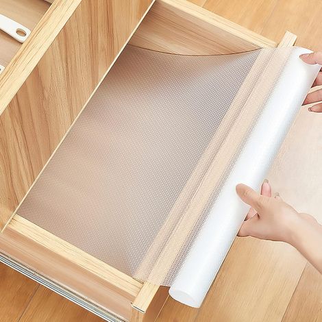 Rivestimento antiscivolo per cassetti, tappetino trasparente e impermeabile per frigorifero, tagliabile per proteggere il cassetto, 0,45 x 5 m (1/5)