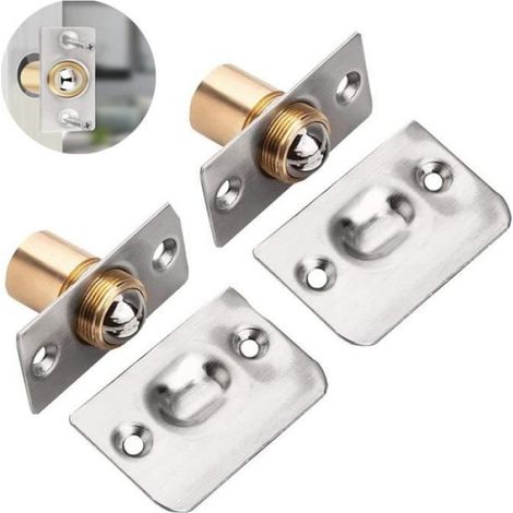 2 pièces Loquet à bille, Acier inoxydable et cuivre, Argent noir vert ancien, Pour porte d'armoire et balcon (1/4)