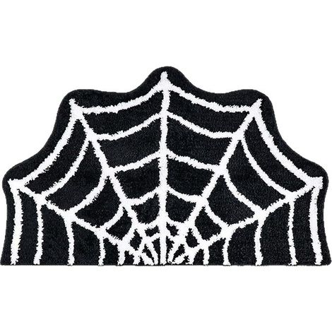 Alfombra de baño con estampado de telaraña para Halloween, alfombra de baño estilo thriller para Halloween, alfombra flocada (1/5)