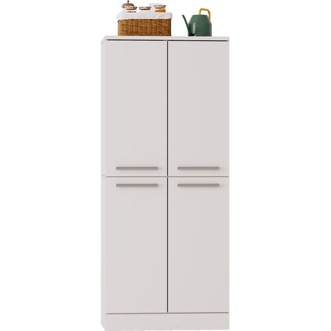 Weiße Hochglanz-Küchensäule aus MDF, 4 Türen, 76x42x180 cm, MODENUIT (1/5)
