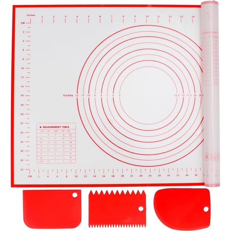 Tapis de cuisson silicone Alyvisun 60x40 cm avec 3 grattoirs, antidérapant, réutilisable et mesurable pour pâte, macarons et biscuit (1/5)