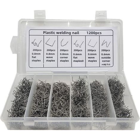 EJ.LIFE Clous de Soudage en Plastique Thermofusibles, Clous de Rparation en Plastique pour Pare-chocs de Voiture avec Bote Adquate pour Agrafes Chaudes Autres pièce de rechange pour voiture