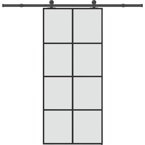 Schiebetür mit Beschlag 90x205 cm ESG-Glas & Aluminium