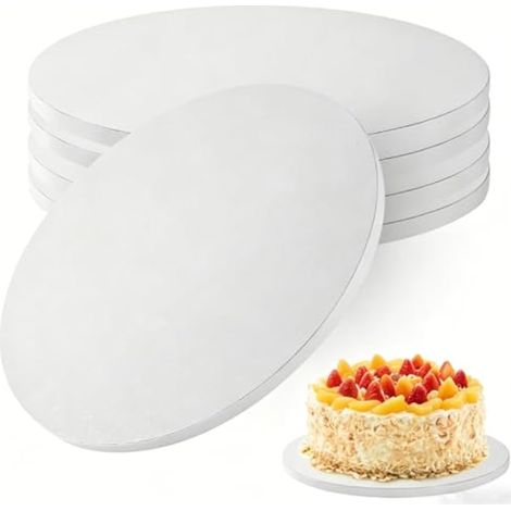 Plateau à gâteaux rond 5 pièces, 30 cm, résistant à l'huile et à l'eau, pour le transport et la présentation de gâteaux et desserts (blanc) (1/5)