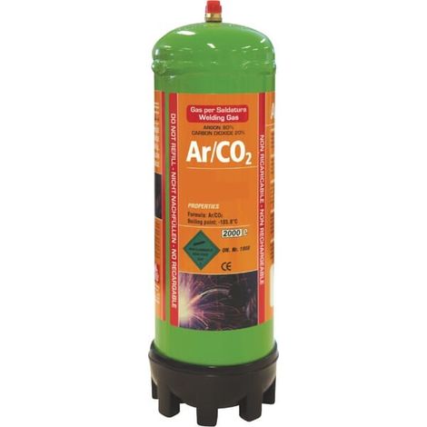 GYS – Bouteille de gaz jetable Argon/CO2 1,8L – Pression 84 bar – Dimensions 102 x 280 mm – Poids léger 1,7 kg pour soudage MIG-MAG
