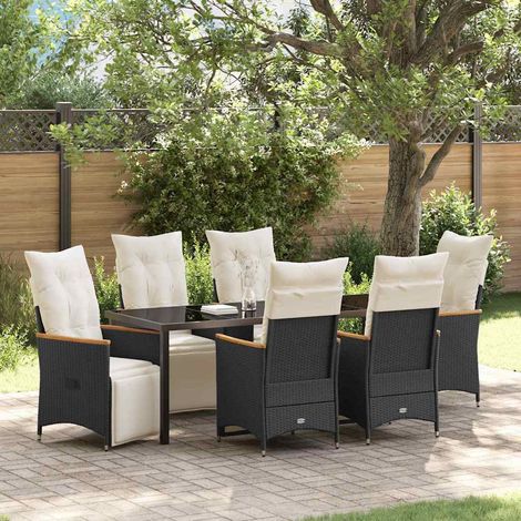 vidaXL Ensemble de salle à manger pour jardin 7 pc Noir polyrotin (1/5)