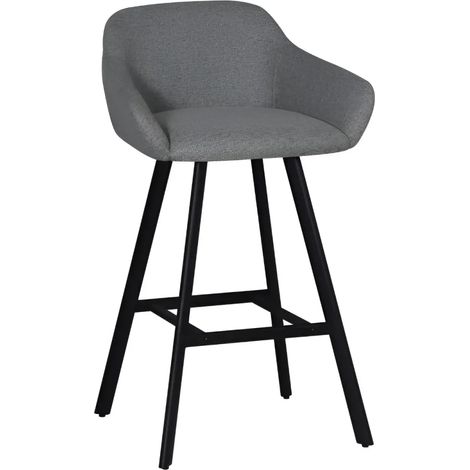Sgabello con seduta imbottita colore grigio cenere e gambe in metallo nero - Rory (1/4)