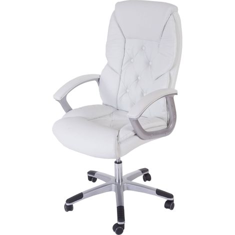 Fauteuil de bureau pro L42 XXL, charge 150kg, similicuir, blanc