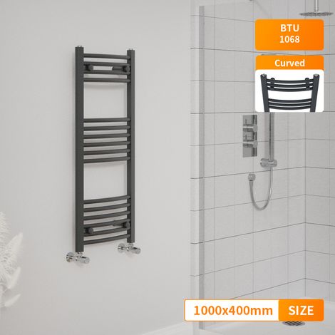 1000x400mm Curved Modern Heated Towel Rail Radiator Bathroom Anthracite Ladder Warmer (1/5)