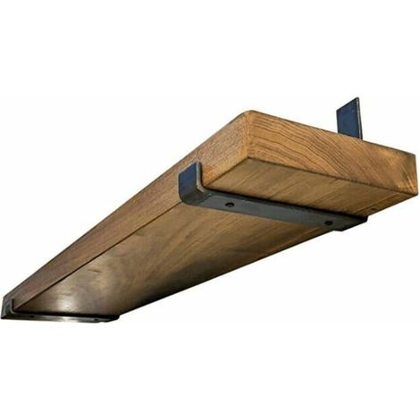 Lot de 2 supports d'étagère robustes noirs pour étagère murale, supports d'étagère en métal, supports d'étagère flottants pour bureau à domicile, jardin 200 x 150 mm (1/3)