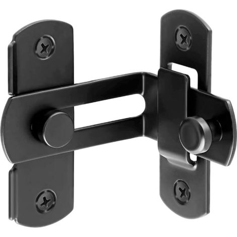 Noir Verrou de porte à angle droit 90 degrés de grange coulissante en acier inoxydable, loquet de porte coulissante à rabat, Verrou de sécurité pour porte fenêtre armoire à vin jardin