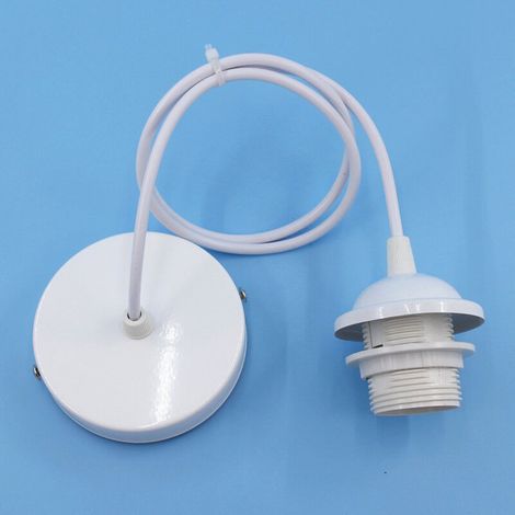 E27 Porte-lampe suspension avec câble 2m, lampe suspendue pour bar, café, maison, hôtel (Blanc)