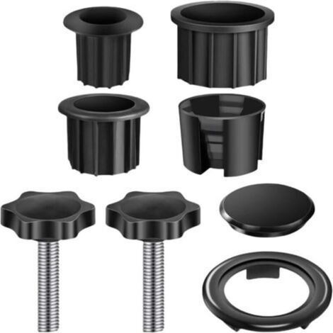 Kit de 8 pièces de rechange en plastique pour pieds de parasol - Pièces de rechange résistantes à l'usure - Avec anneau et vis - Pour la plupart des trous de parasol de plage, jardin, balcon (noir) (1/4)