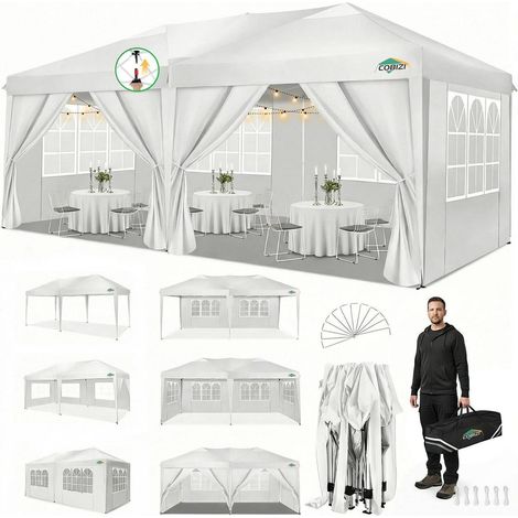 Faltpavillon 3x6m wasserdicht mit 6 Seitenwänden, UV-Schutz, stabil (1/5)