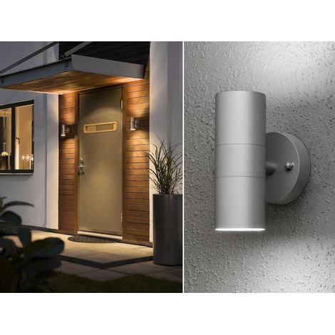 2er-Set Aluminium Up-Down Wandleuchten MODENA grau, GU10, Höhe 17 cm, IP44 (1/5)