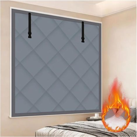 Isolation Fenêtre Thermique Anti Froid Hiver Kit Couverture Isolé Coton,Kit D'isolation Thermique pour Fenêtre Avec Ruban Adhésif(Gray,80x100cm) (1/5)