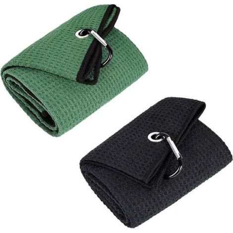 Serviette De Golf - Microfibre 40x40cm - Avec Mousqueton Metal - Pour Sac De Golf - Lot De 2 (1/5)