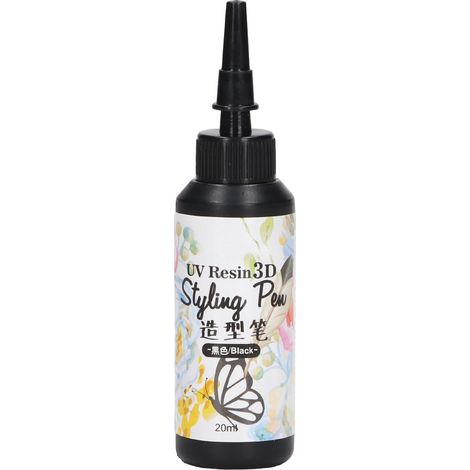 UV Resin Styling Pen 20ml Fast Curing 3D UV Resin Liner Unique Pen Shape DIY Outline Resin Liner for Outlining Tracing Black (1/5)