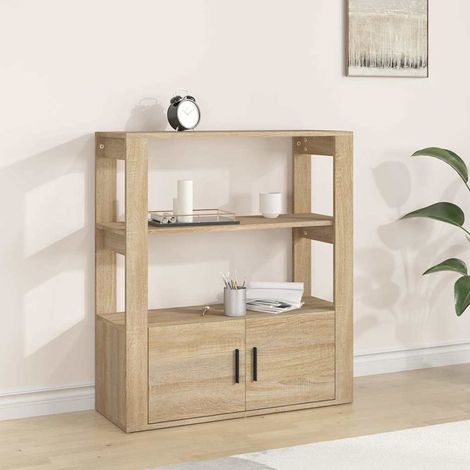 Aparador madera contrachapada color roble Sonoma 80x30x90 cm (1/3)