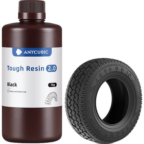 Resina per stampanti 3D, flessibile e ad alta resistenza, compatibile con resina UV, nera, 1 kg. (1/2)