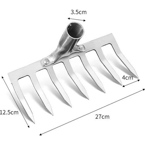 Outil agricole (7 dents) : Râteau à 9 dents pour labourer, ameublir la terre, niveler le terrain et désherber le jardin outil polyvalent (1/5)