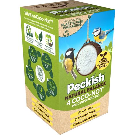Peckish Natural Balance Coco-Nots 100% Compostable & Biodegradable, 4 Pack