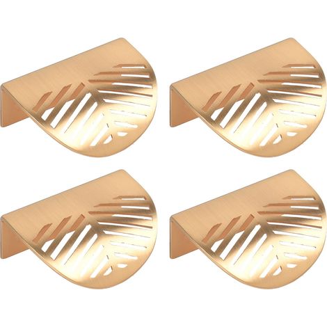 Set mit 4 Türgriffen, 60 mm x 44 mm, blattförmig, Küchenschubladengriffe, Schrankgriffe, dekorative Möbelknöpfe