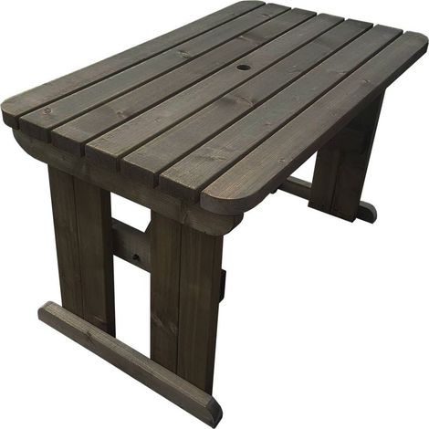 HOLLIES Rounded Garden Table (4ft, Rustic brown finish) (1/4)