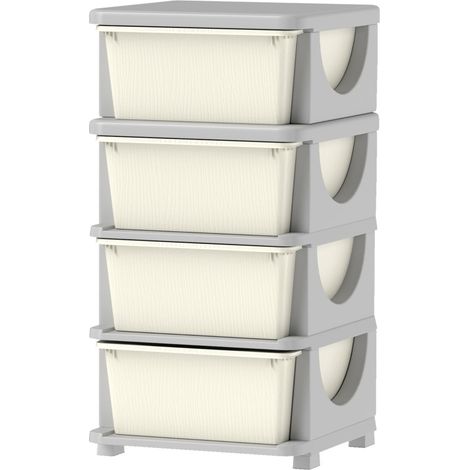 Kinder-Schubladenschrank aus Kunststoff mit 4 Schubladen, abgerundete Kanten, 37 x 37 x 76 cm (1/5)