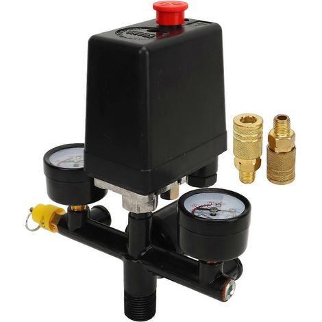 Druckschalter-Set für Luftkompressoren, CE-Ventil, Druckschalter für Luftpumpen, komplett schwarz, Halterung aus Messing, US-Stil