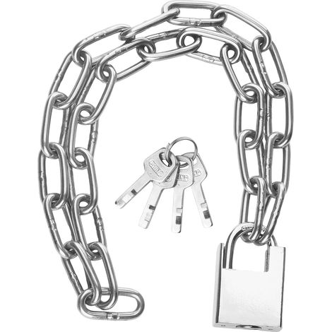Antivol à chaîne de vélo de 100 cm, chaîne de sécurité, antivol de moto, en acier inoxydable avec cadenas et clé, pour garages, portes, clôtures (1/5)