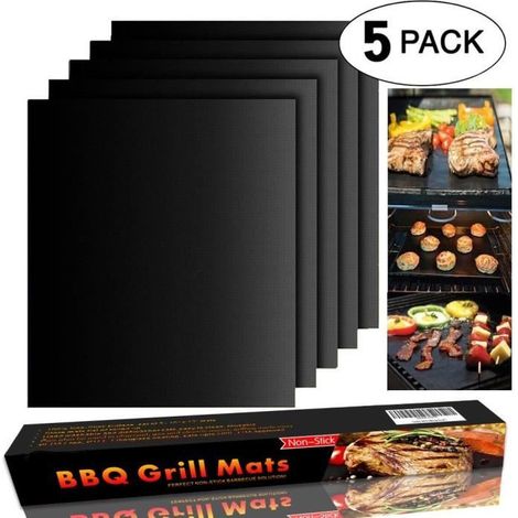 Tapis de Cuisson - BBQ - 5PCS - 40cm x 33cm - Anti-adhérent - Réutilisable-Ywey (1/5)