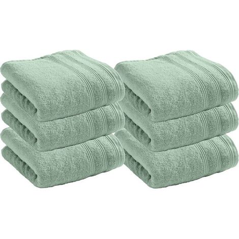 Serviette de toilette éponge - COTON PUR - Spa Menthe - Lot de 6 - 50 x 100 cm - 400 g/m² (1/4)