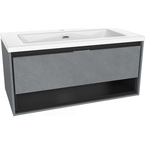 kielle Meara - Waschtisch mit Unterschrank 90 cm, Beton/schwarz matt 50026S905