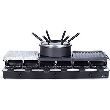 Appareil à raclette et fondue - LIVOO - DOC234 - 12 personnes - Multifonction - Noir