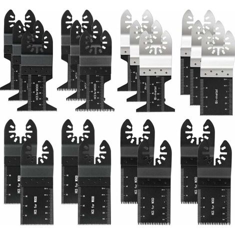 Lot de 20 lames de scie oscillantes professionns pour bois/métal, outil multifonction universel Quick Release pour Fein Multimaster, Ryobi, Milwaukee, Bosch, Dremel, Dewalt, Rockwell