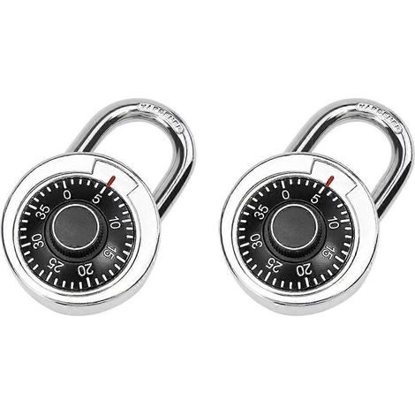 Cadenas à code en alliage argenté et noir pour coffre-fort, plateau tournant, armoire de salle de sport, casier à bagages, porte d'étudiant, petit cadenas (lot de 2) (1/4)