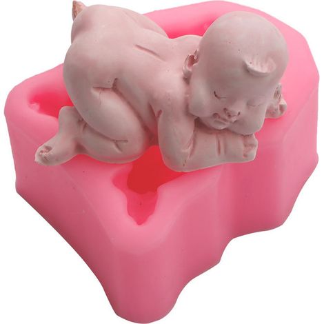 Moule silicone bébé endormi 3D ange pour décoration gâteau, chocolat, bonbon, mousse, outil pâtisserie fondant. (1/5)