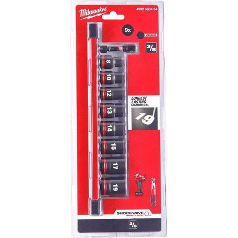 Milwaukee Juego de Dados de Impacto 3/8" Acero 9 piezas