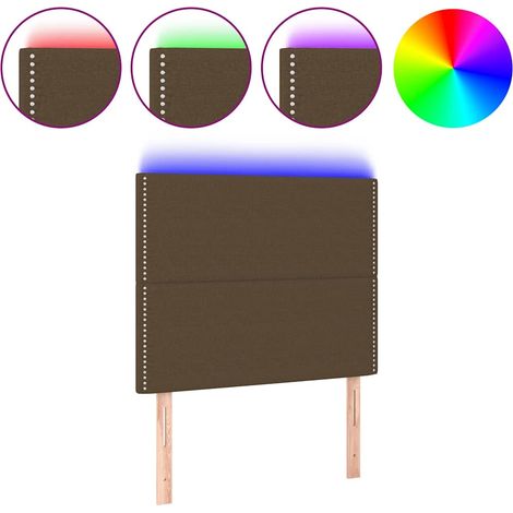 Maison Exclusive - Cabecero con luces LED tela marrón oscuro 90x5 (1/5)