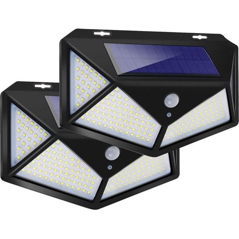 Lampes Solaires Extérieures, Freeas 180 LED Lampe Solaire Détecteur de Mouvement Applique Murale Lampe de Sécurité Étanche avec Poteau Réglable à 180° pour Mur Extérieur, Jardin, Rue, Porche