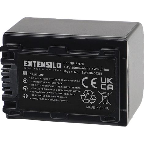 EXTENSILO Akku kompatibel mit Sony HDR-SR10E, HDR-HC7E, HDR-HC9/E, HDR-HC9E, HDR-HC9, HDR-SR10D, HDR-SR10/E, HDR-SR10 Kamera (1500 mAh, 7,4 V, Li-Ion) (1/3)