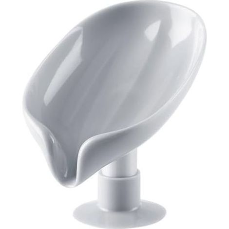 1 Piece Soap Dish with Suction Cup - Shower Soap Holder - Kitchen Sponge Holder - Soap Dish with Drain (Grey) (1/4)