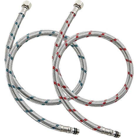 BRAVIX 2 Pièces Flexible Robinet Cuisine G3/8 X M10 X 60cm Tuyau de Raccordement de Robinet Flexible pour Robinet Mitigeur éVier de Salle de Bains,Acier Inoxydable